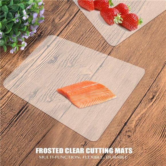 Fotouzy Flexible Plastic Cutting Boards for Kitchen, 4 Frosted Clear Cutting - Picture 6 of 8